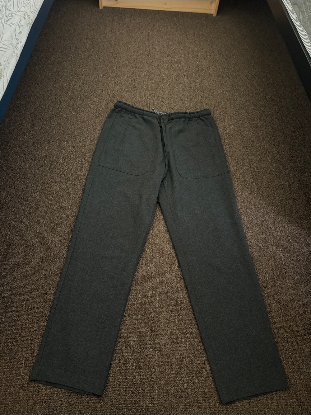 Zara Women's Dark Gray Drawstring Straight-Leg Pants